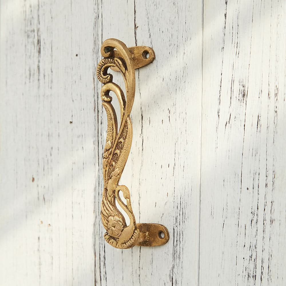 Brass Phoenix double door handle, ornate, handmade, home decor.